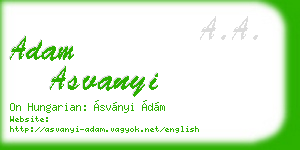 adam asvanyi business card